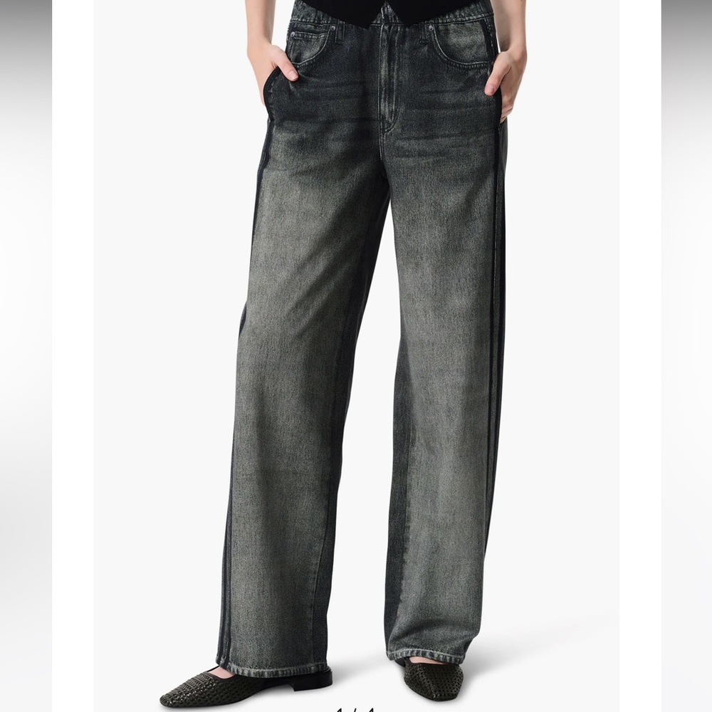 Rag & Bone Miramar wide-leg track pant/ jean! Small 🖤🐼